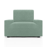 Funda de sofá Willy Turquesa instalada en sofá de 1 plaza